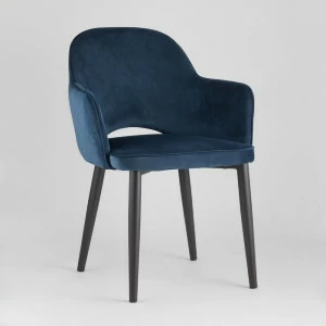 Стул с подлокотниками мягкий сине-зеленый с черными металлическими ножками "Венера" STOOL GROUP ДИЗАЙНЕРСКИЕ 00-3881944 Зеленый