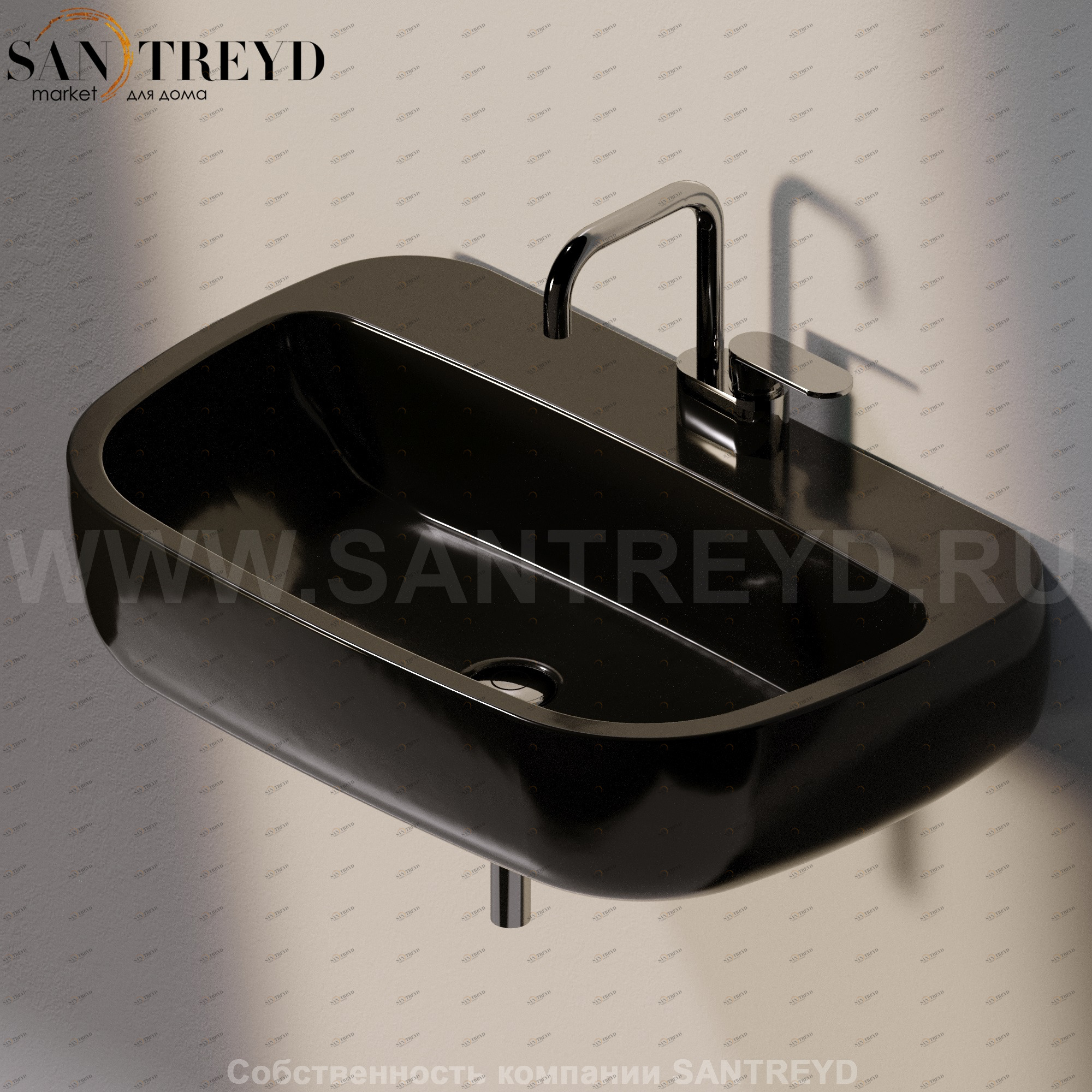 MN74L9017 Подвесная раковина настенная прямоугольная Ceramica Flaminia Mono черная