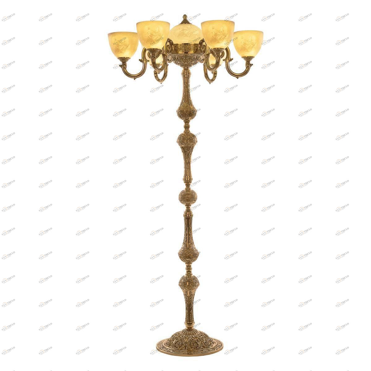 Торшер хрустальный на 8 ламп 147х70 см золотой Bohemia Ivele 72003TP/6/175 G P1 U Pair BOHEMIA IVELE  00-3889392 Бежевый;золото;прозрачный 