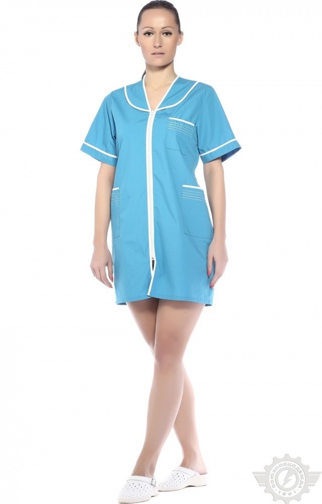 66227 Халат "Сервис" темно-голубой  Медицинская одежда  размер 58/158-164 Спецодежда  - Вид №8
