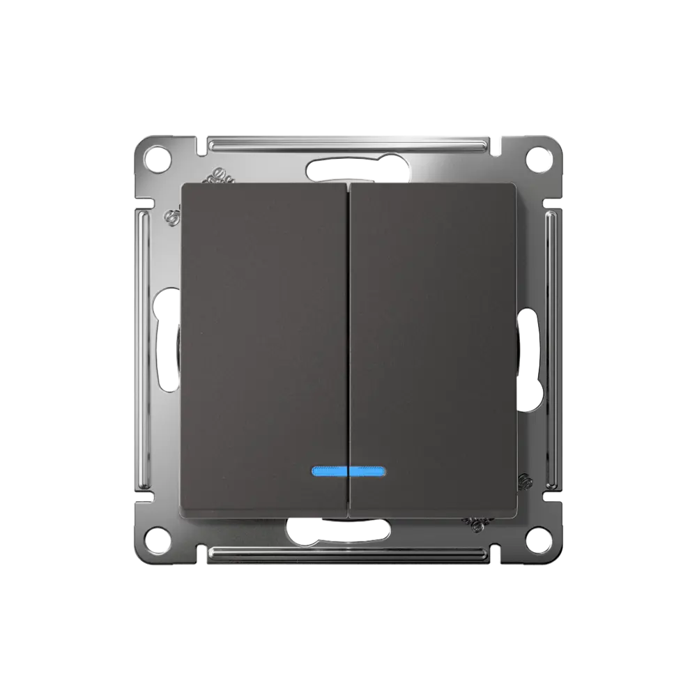 Выключатель встраиваемый Systeme Electric AtlasDesign 2 клавиши с подсветкой цвет базальт STLM-2003232 - Вид №4