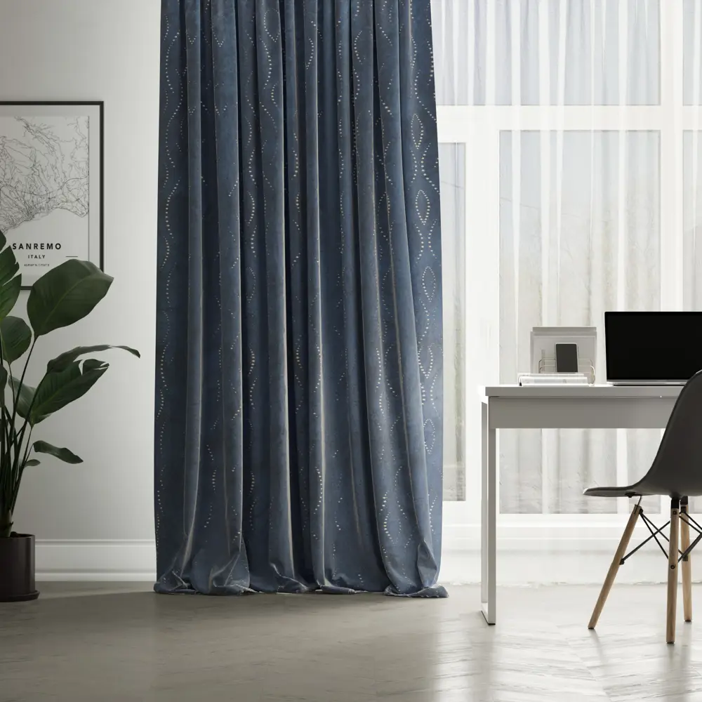 Штора на ленте Inspire Aule 140x280 см цвет синий 83562078 STLM-2039747 