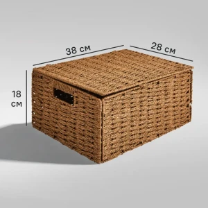 Корзина с крышкой для хранения 38x18x28 см бумага цвет коричневый 89344353 STLM-2209458