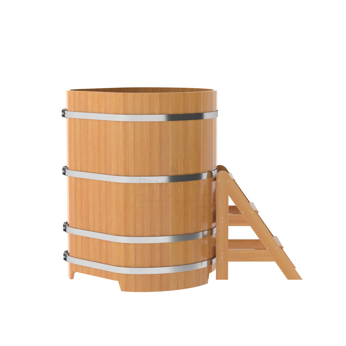 1227 Купель угловая из лиственницы 1,03х1,03х1,4 натуральная премиум Alyarus  - Вид №2