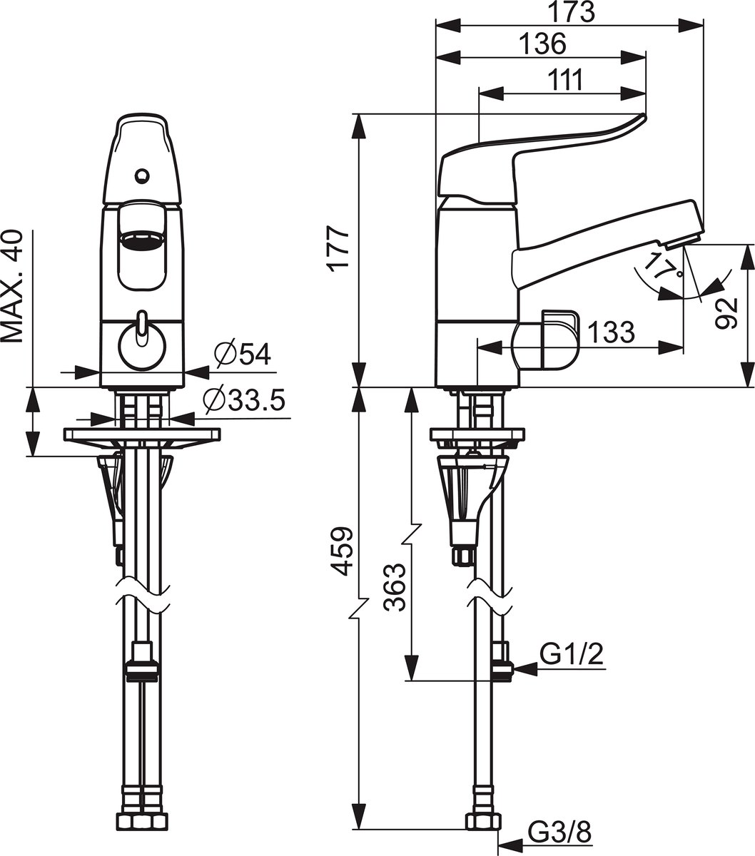 Oras 5713F Смеситель для умывальника с клапаном 5713F Care Хром  - Вид №1