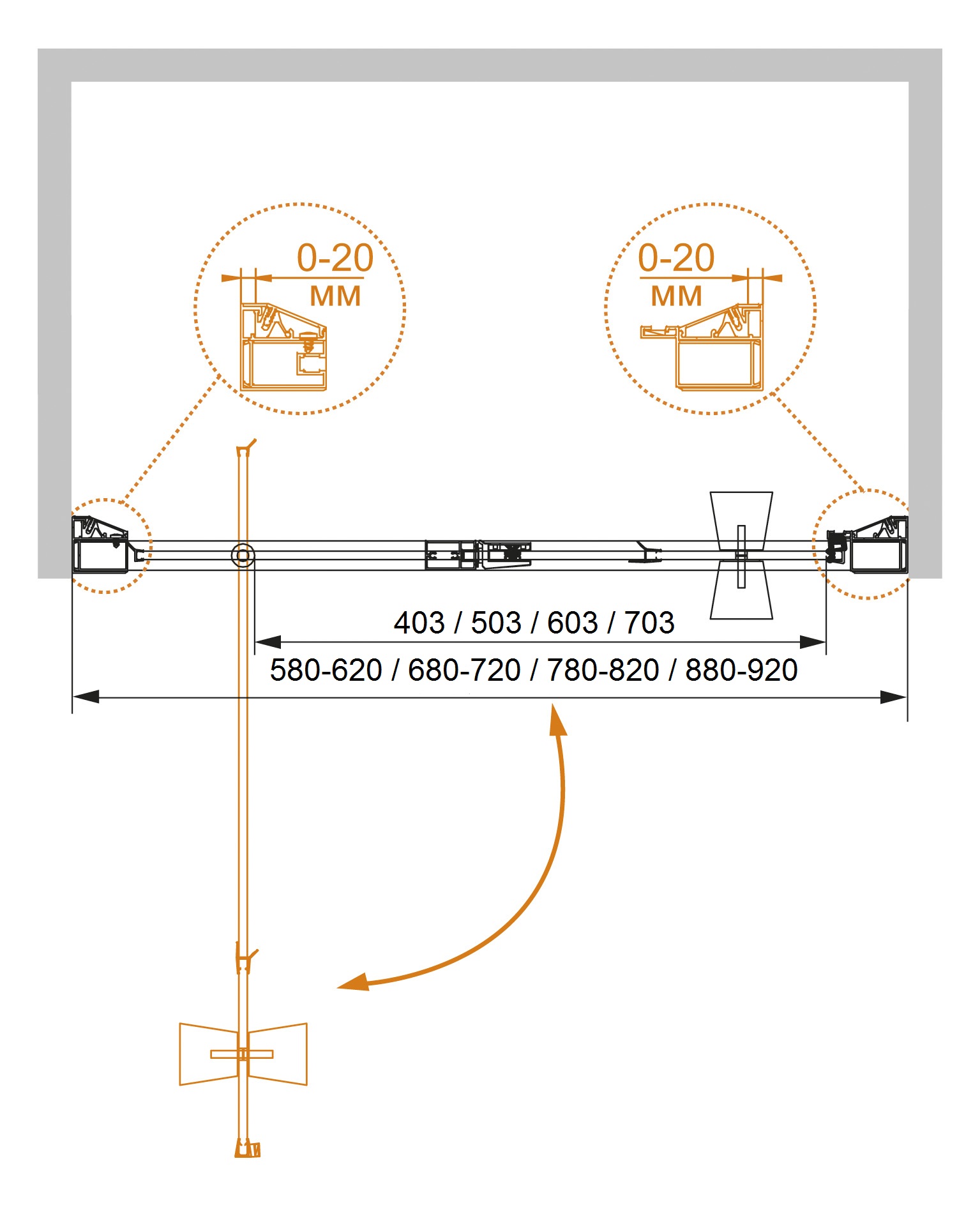 Душевая дверь в нишу CEZARES ROSA-BA-1-80-RO-Bi - Вид №5