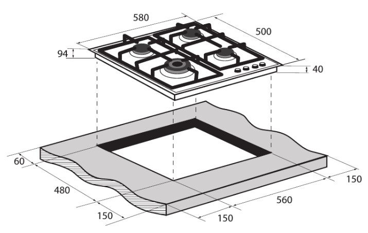 5361942 Газовая варочная поверхность ZUGEL ZGH601X STDN-0098263 - Вид №33