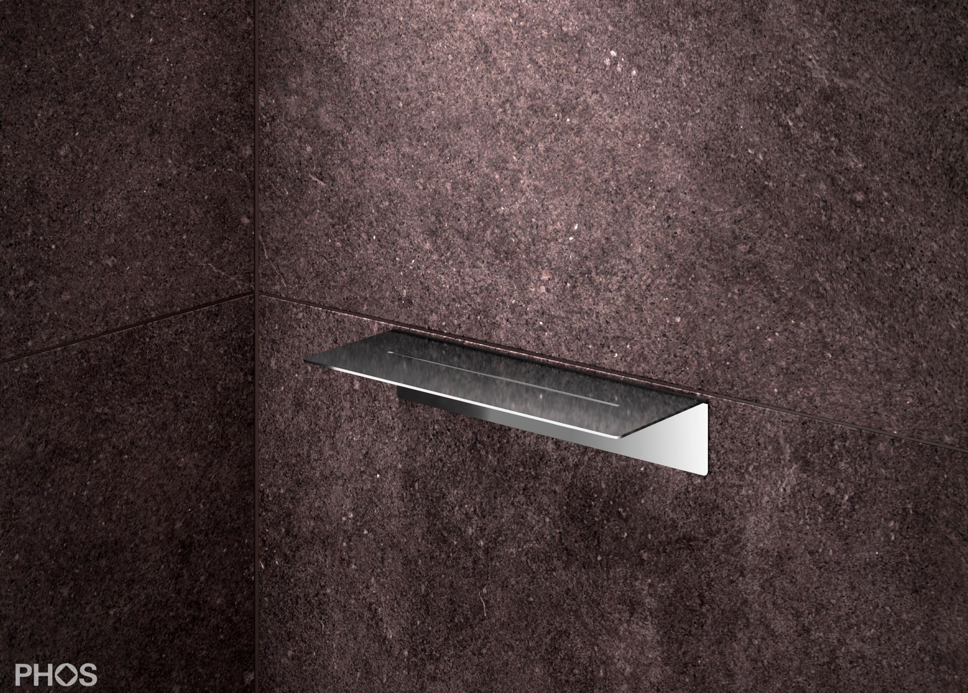 DA300K-PL Полка для душа клееная, длина 30 x глубина 12 см, полированная PHOS  - Вид №1