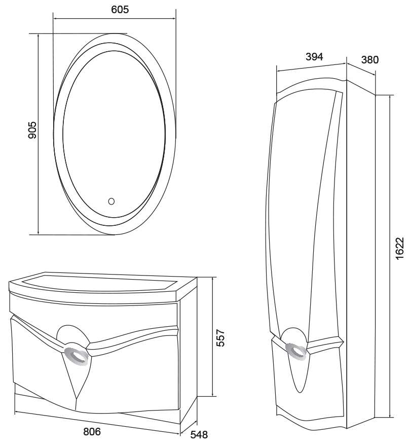 У51939 Зеркало Cloud 60*90 Light, с подогревом 1 Marka Cloud - Вид №2