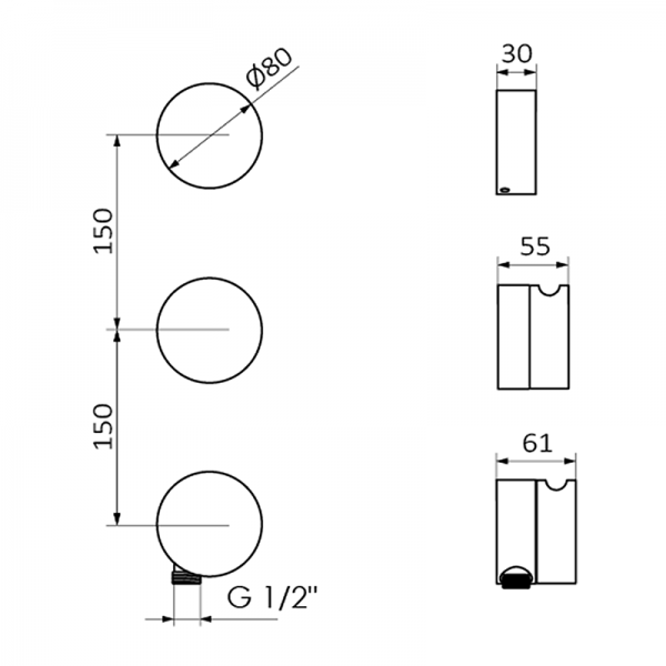 90104000 PREMIUM Хром термостатические 2/3 пути по вертикали с 1 лобной образом Хром GRB MIXERS  - Вид №1