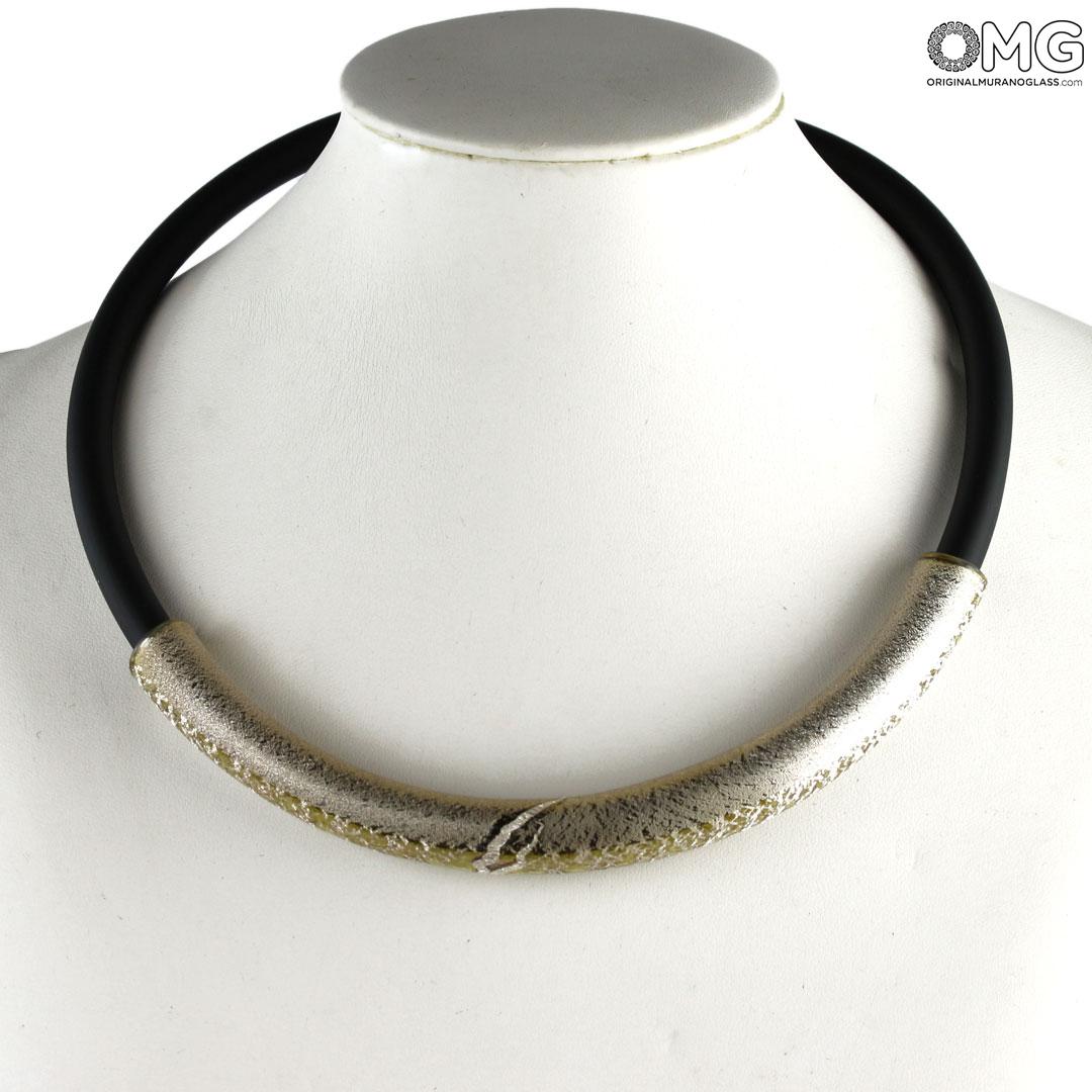 4427 ORIGINALMURANOGLASS Колье Дениз Серебристое - муранское стекло OMG 21 см  - Вид №1