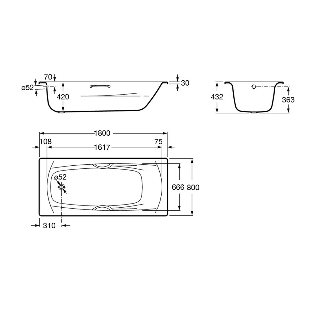 Ванна Roca Swing сталь 180х80 см Свинг STLM-2186109 - Вид №3