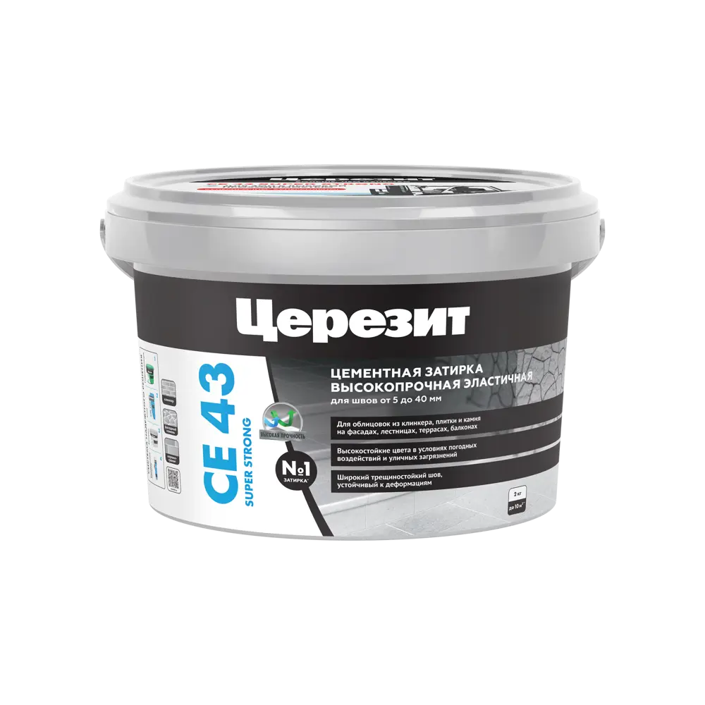 Затирка для широких швов Церезит CE 43 Super Strong цвет антрацит 2 кг Без серии STLM-2100787 - Вид №1