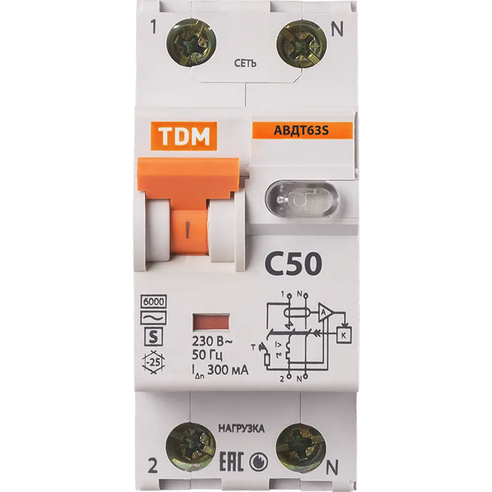 Дифференциальный автомат TDM Electric 63S 2P 50А с селективной защитой 84399453 STLM-1114316 - Вид №1