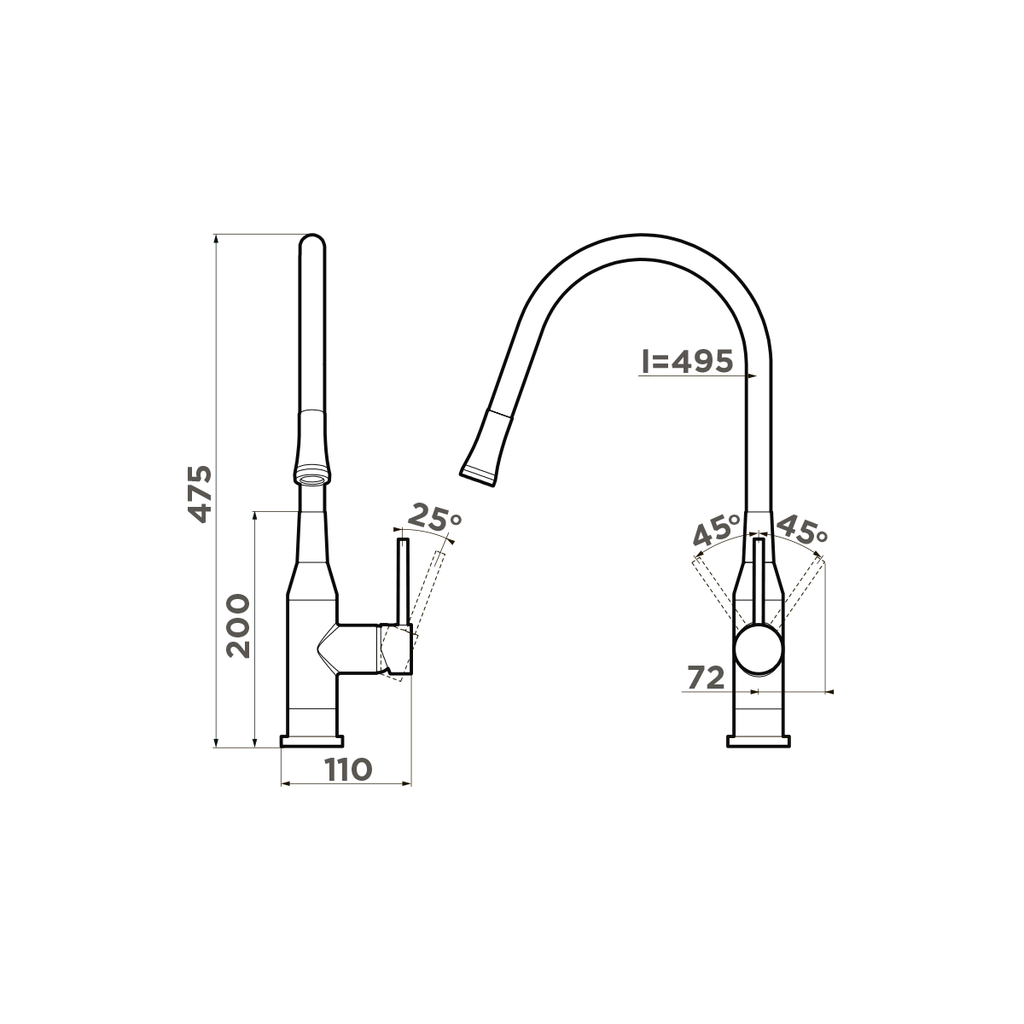 Смеситель для кухни Yatomi BN-WH OMOIKIRI 4994250 - Вид №5