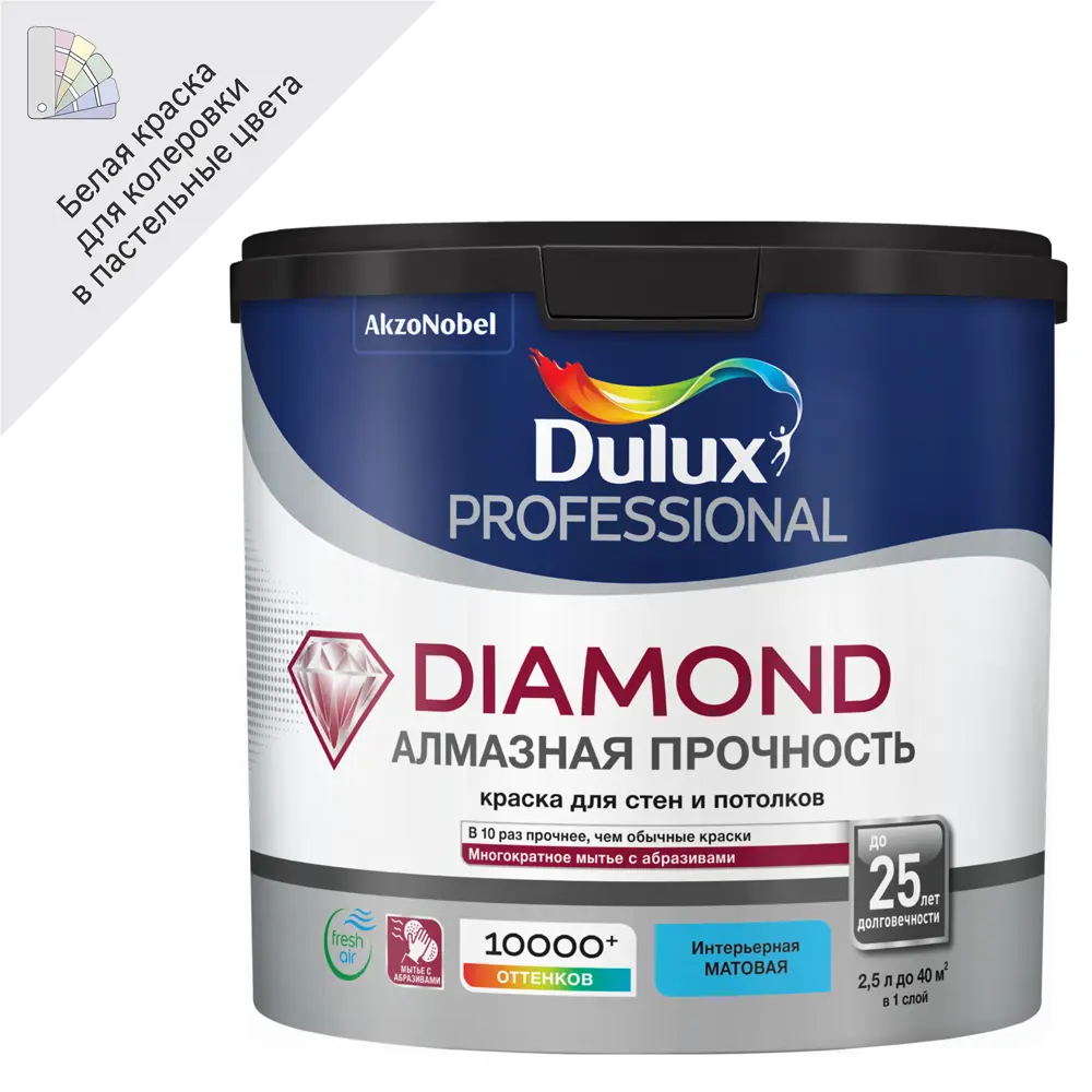 Краска Dulux Professional Diamond Matt - алмазная прочность для стен и потолков 84734451