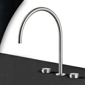 Смеситель для раковины сталь матовая с белой ручкой Toki Radomonte TKI26SCIL31