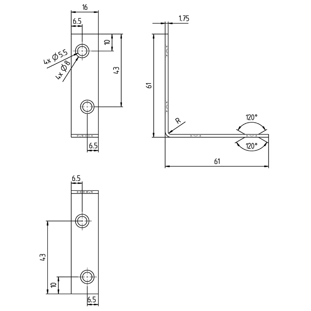 Угол соединительный мебельный 60х60х18х1,75 желтый оцинкованный (8 штук) GAH ALBERTS STLM-2129613 - Вид №1