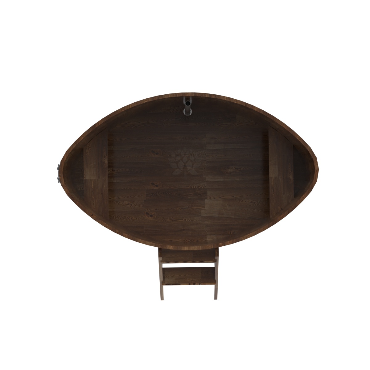 1547 Купель овальная из сращенных ламелей лиственницы 1,15х1,83х1,0 морёная Alyarus  - Вид №4