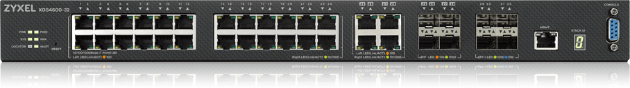 XGS4600-32-ZZ0102F xgs4600-32 l3 managed switch, 28 port gig and 4x 10g sfp+, stackable, dual psu ZyXEL Santreyd 