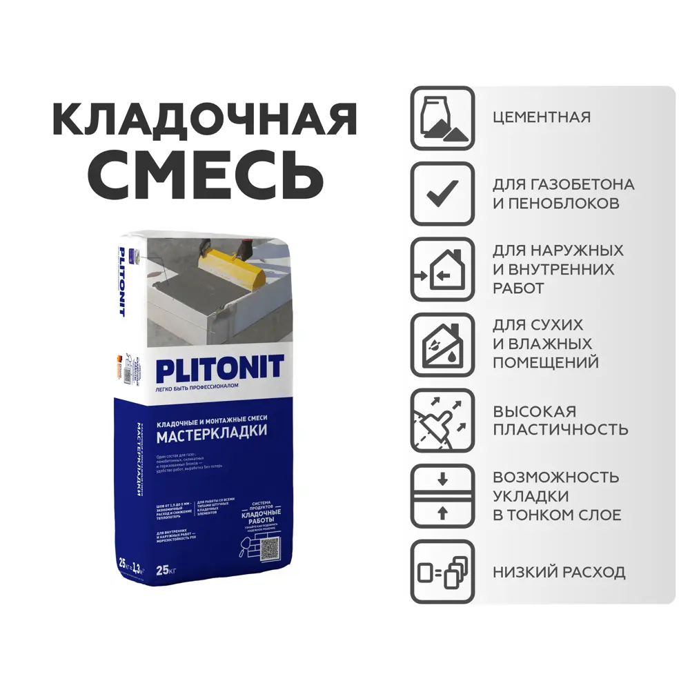 Кладочная смесь Plitonit Мастер кладки 25 кг STLM-2076719 - Вид №1