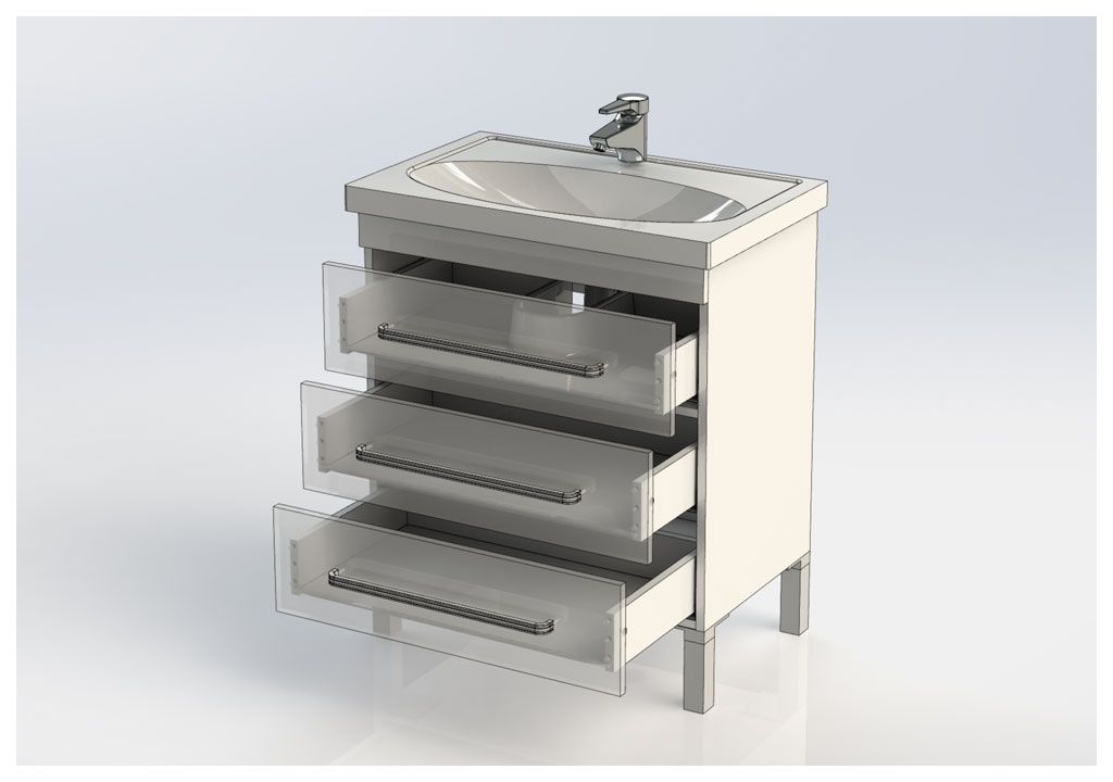 Тумба с раковиной Aquanet Сиена 70 белый (напольный 3 ящика) 0018922500185343 - Вид №8