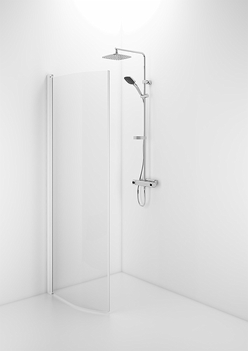 58800080 Гнутая дверь IFO Space SBVK, белые лакированные профили, прозрачное стекло с профилем ручки, SBVK 800 - Вид №1