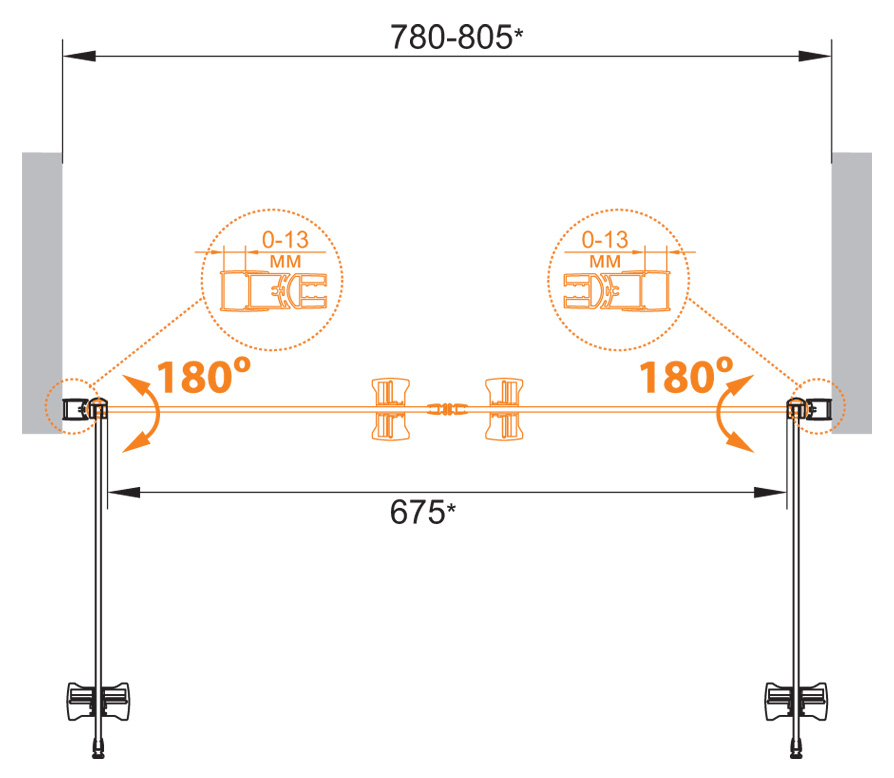 Душевая дверь в нишу CEZARES ECO-O-B-2-80-P-Cr - Вид №8