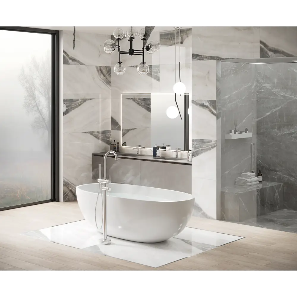 Керамогранит Laparet Onyx Sky 60x120 см 1.44 м² полированный цвет бело-серый STLM-2142186 - Вид №4