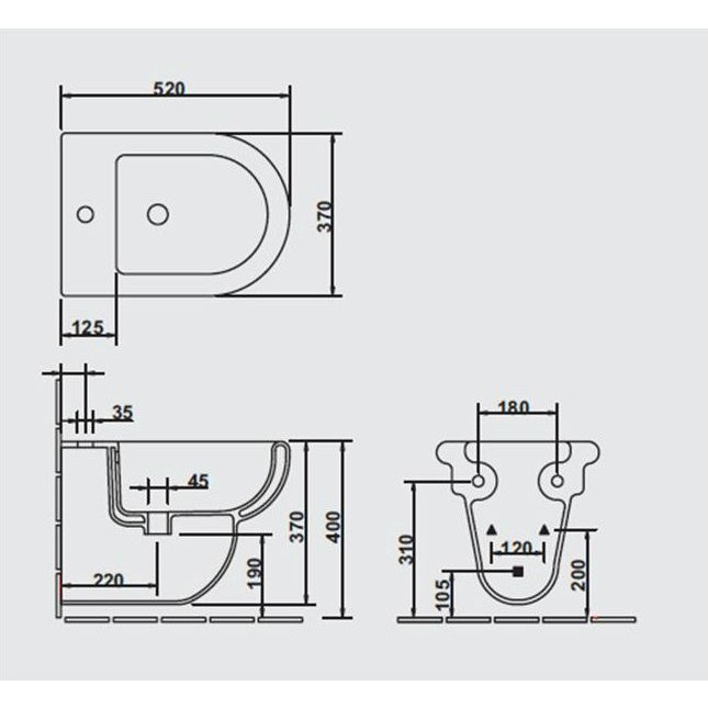 25352 Биде подвесное PLUVIA Ceramica Hidra - Вид №3