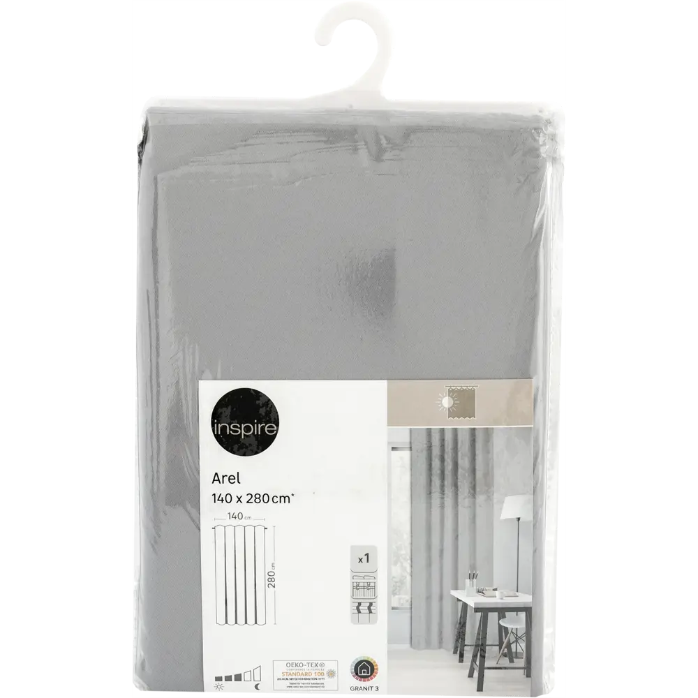 Штора на ленте со скрытыми петлями Inspire Arel 140x280 см цвет серый Granit 3 83716166 STLM-2173242  - Вид №8
