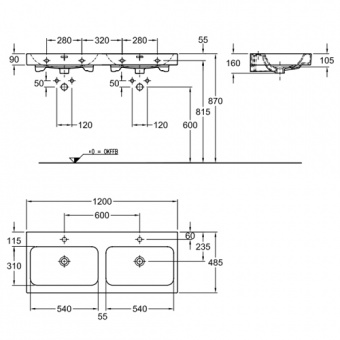 124120000 Подвесная раковина настенная прямоугольная Keramag  белая  - Вид №5