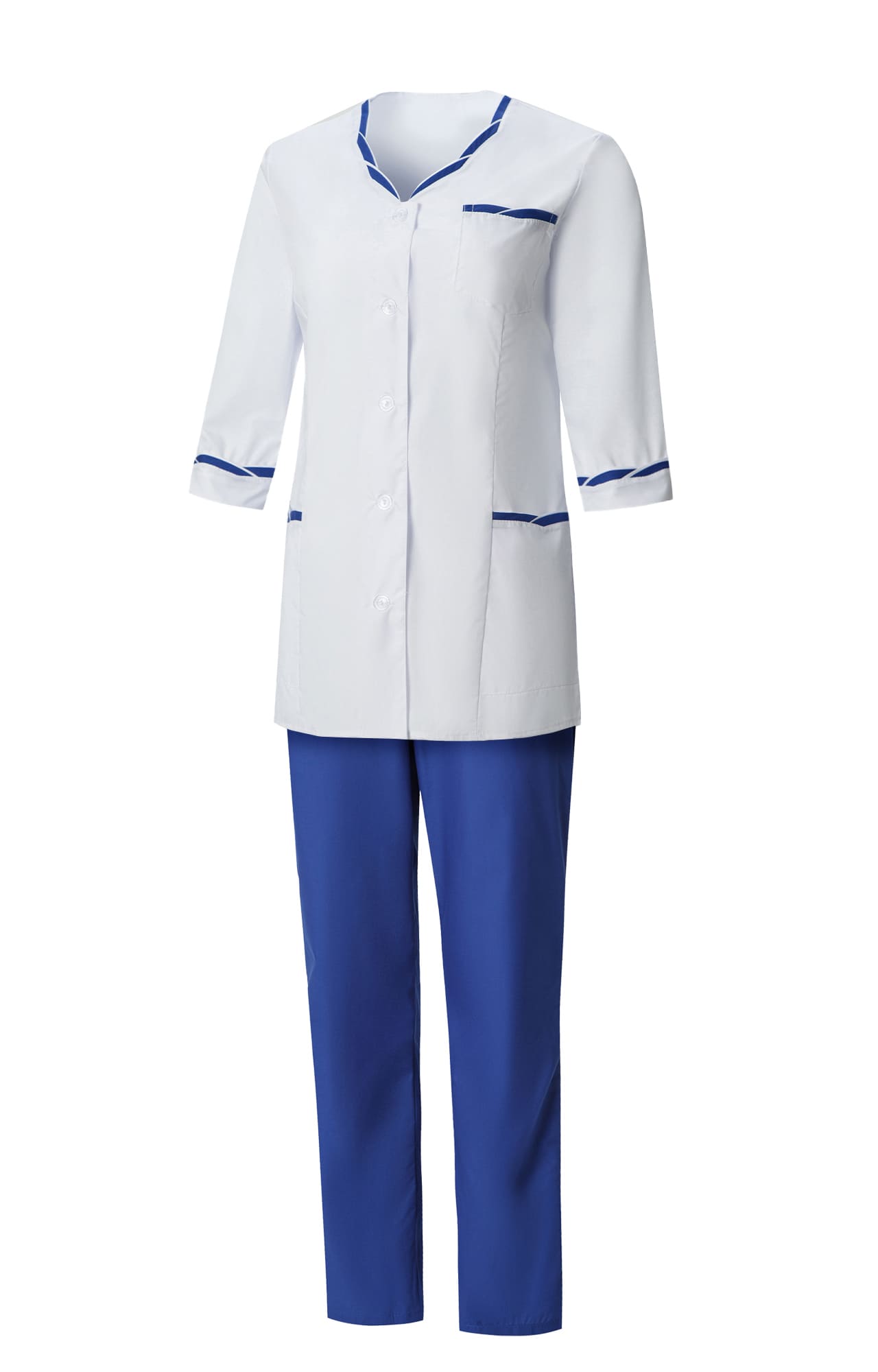 66126 Костюм "Ольга" белый с васильком  Медицинская одежда  размер 48/158-164 Спецодежда 