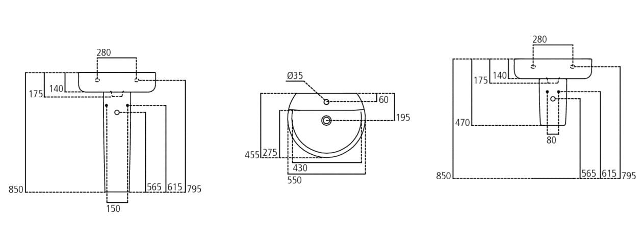 Одиночный подвесной умывальник Ideal Standard ARCH-00057043 - Вид №2