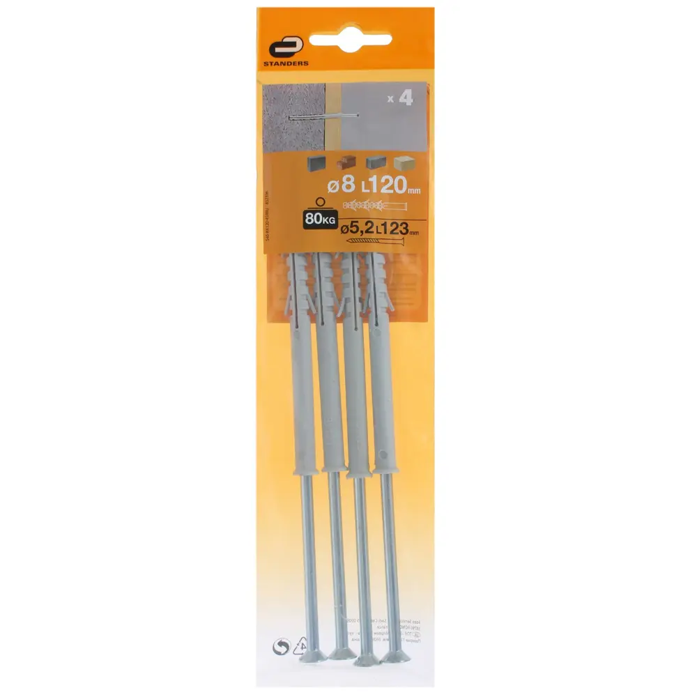Дюбель-гвоздь потайной Standers 8x120 мм нейлон цвет серый 4 шт STLM-2194202 - Вид №3