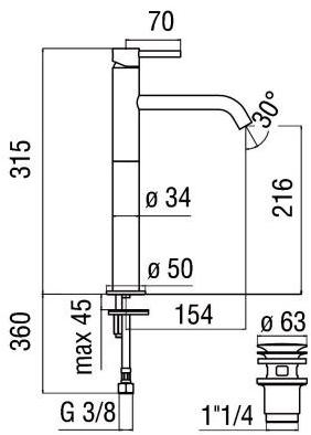 Nobili Rubinetterie Смеситель для умывальника, однорычажный Acquerelli Aq93128/2cr - Вид №3