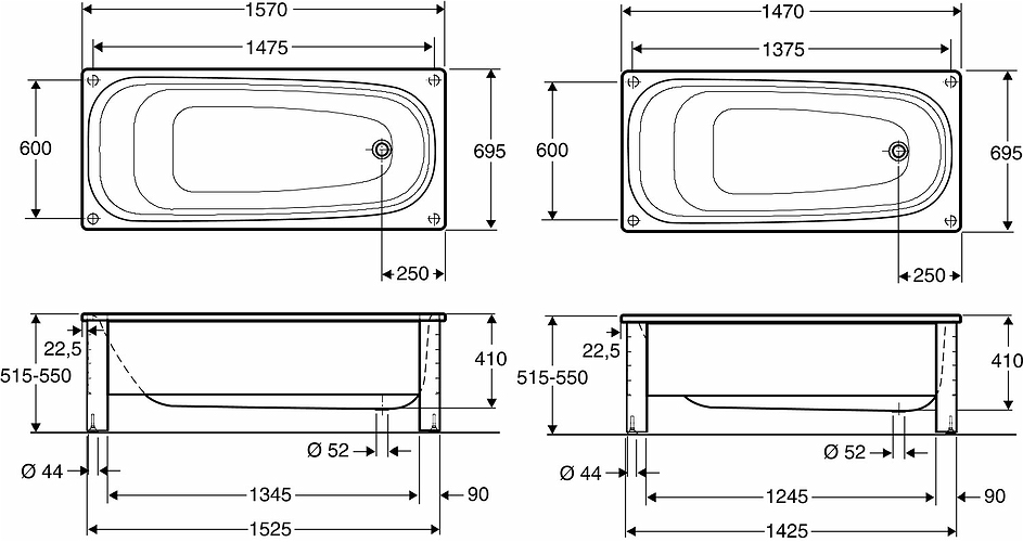 476088 Ванна IFO BK-PRO, стойка IFO Caribia, торцы и передняя часть для BK-HF 15 черный  - Вид №1