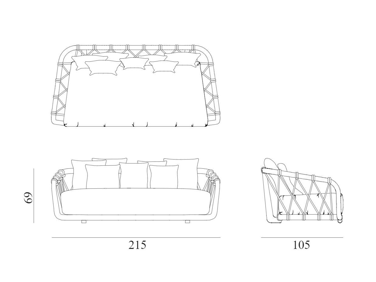 3-местный диван из красного дерева и ткани Exteta Sunset ARCH-00119067 - Вид №23
