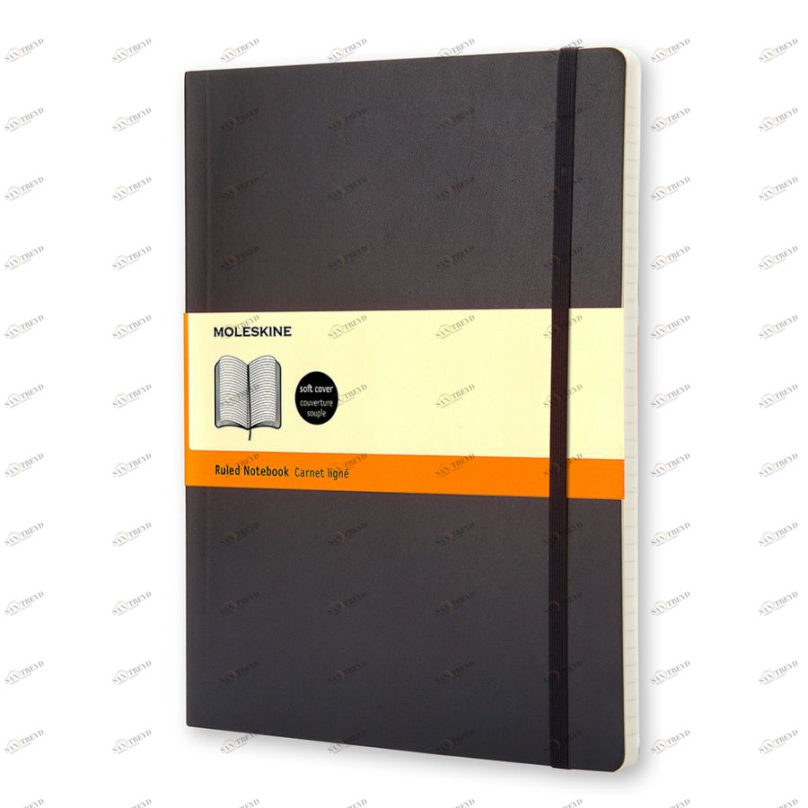 Блокнот Moleskine CLASSIC SOFT 190х250мм 192стр. линейка мягкая обложка фиксирующая резинка черный 385252