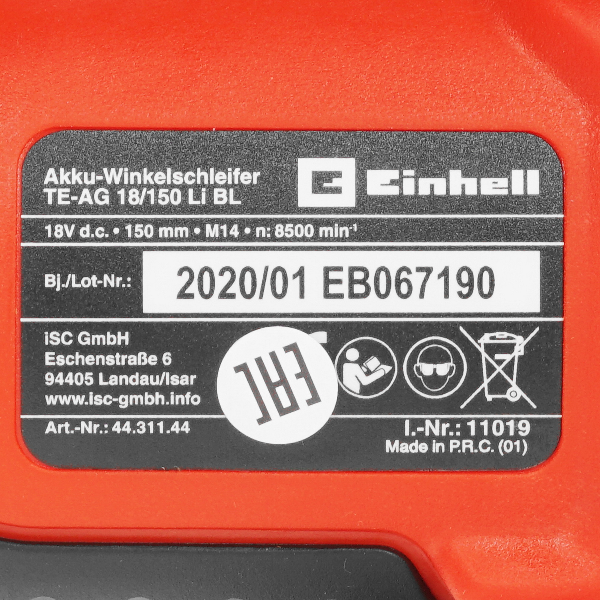 Углошлифовальная машина (УШМ) Einhell PXC TE-AG 18/150 Li BL - Solo Power X Change 18V  , Без ЗУ, Без АКБ 5322662 STDN-0039409 - Вид №4