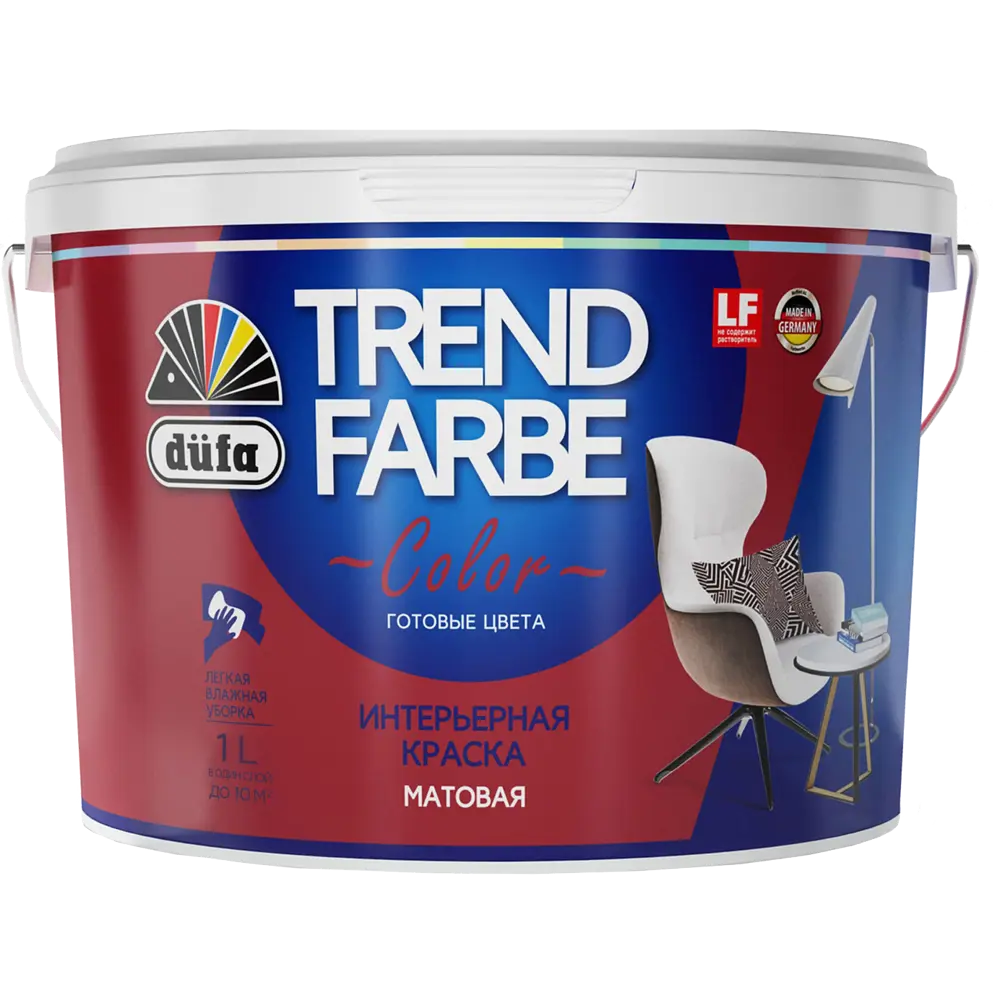 Краска для стен и потолков Trend Farbe цвет Пряная вишня 1 л Dufa STLM-2048648 - Вид №1