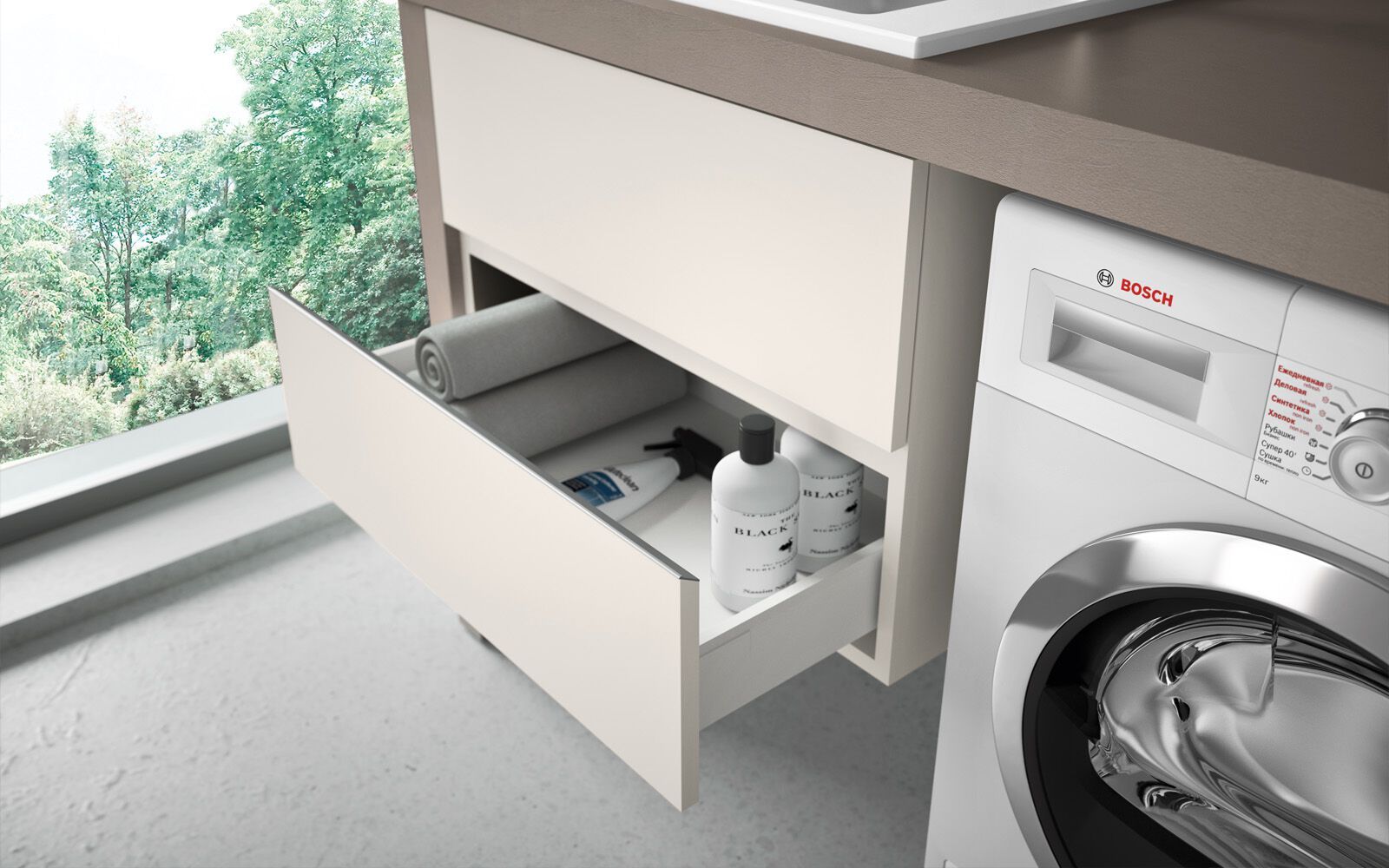 Шкаф для белья с ящиками для стиральной машины Gruppo Geromin магазин ARCH-00031871 - Вид №2