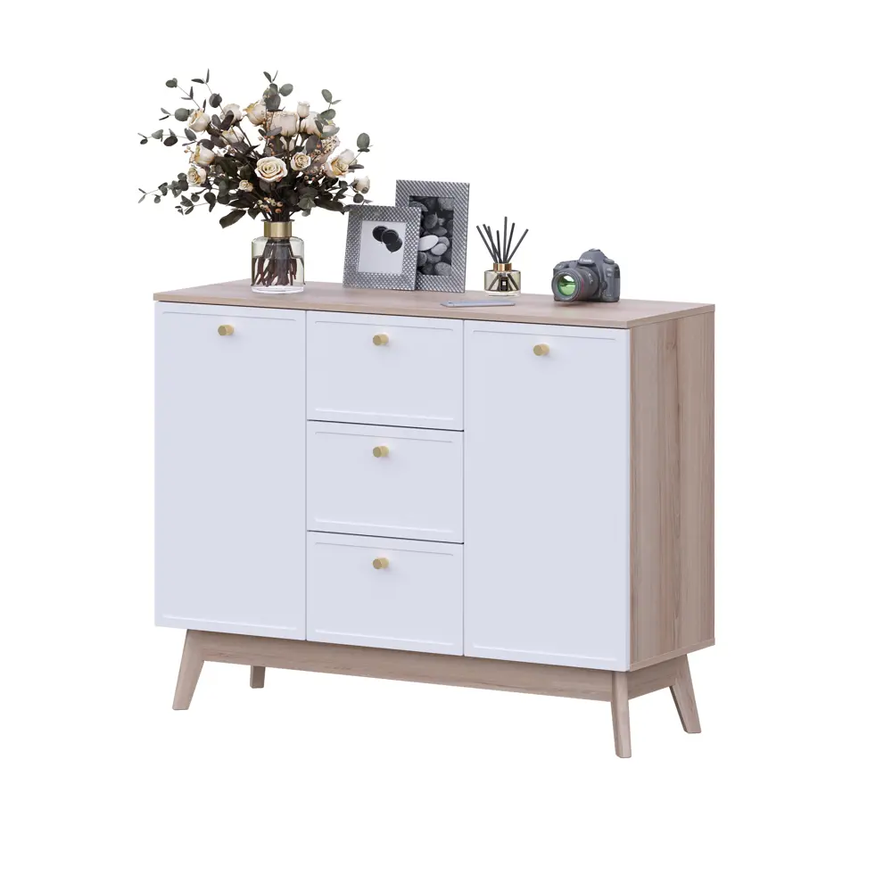 Комод KONSENSA Амьен 3 ящика 120x94x41.7 см ЛДСП цвет белый/коричневый Лион STLM-2208175 - Вид №9