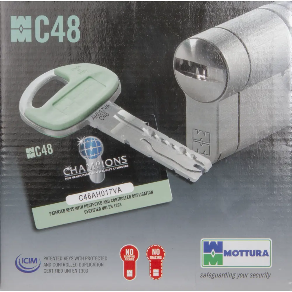 Цилиндр Mottura Champions 48 C48P513101C5, 46x10x26 мм, ключ/шток, цвет матовый никель, без вертушки STLM-2063370 - Вид №3