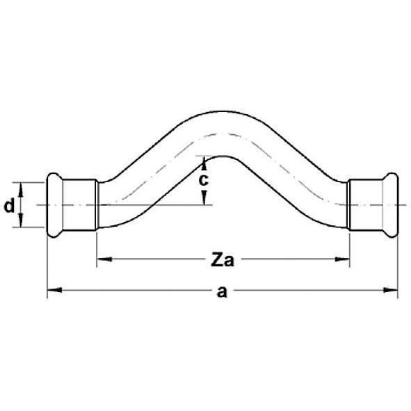 11008515 SANHA 10085 пресс-фитинг газ, медь, обводное колено ВПр-ВПр 15 мм  - Вид №1