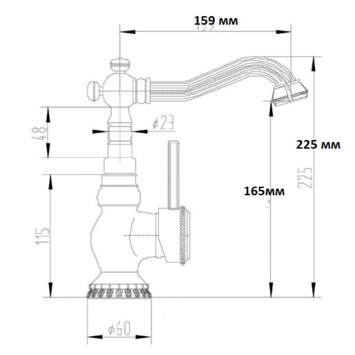 Zorg A 309U-BR смеситель для умывальника Смеситель для кухни Zorg 165 х 225 мм  - Вид №2