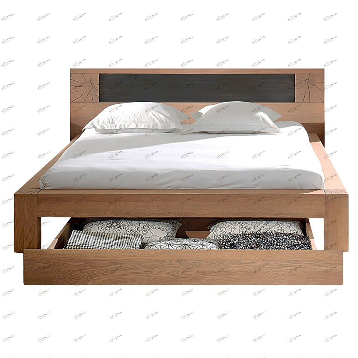 Кровать деревянная двуспальная 160х200 коричневая Woody VAVI WOODY 132622 Бежевый 