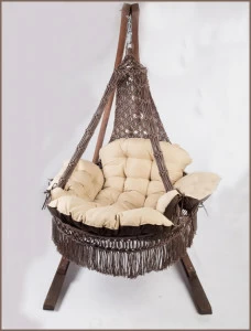 Подвесное кресло-качели коричневое с бежевыми подушками без каркаса Cartagena BESTA FIESTA ПОДВЕСНОЕ КРЕСЛО КАЧЕЛИ 044122 Бежевый;коричневый