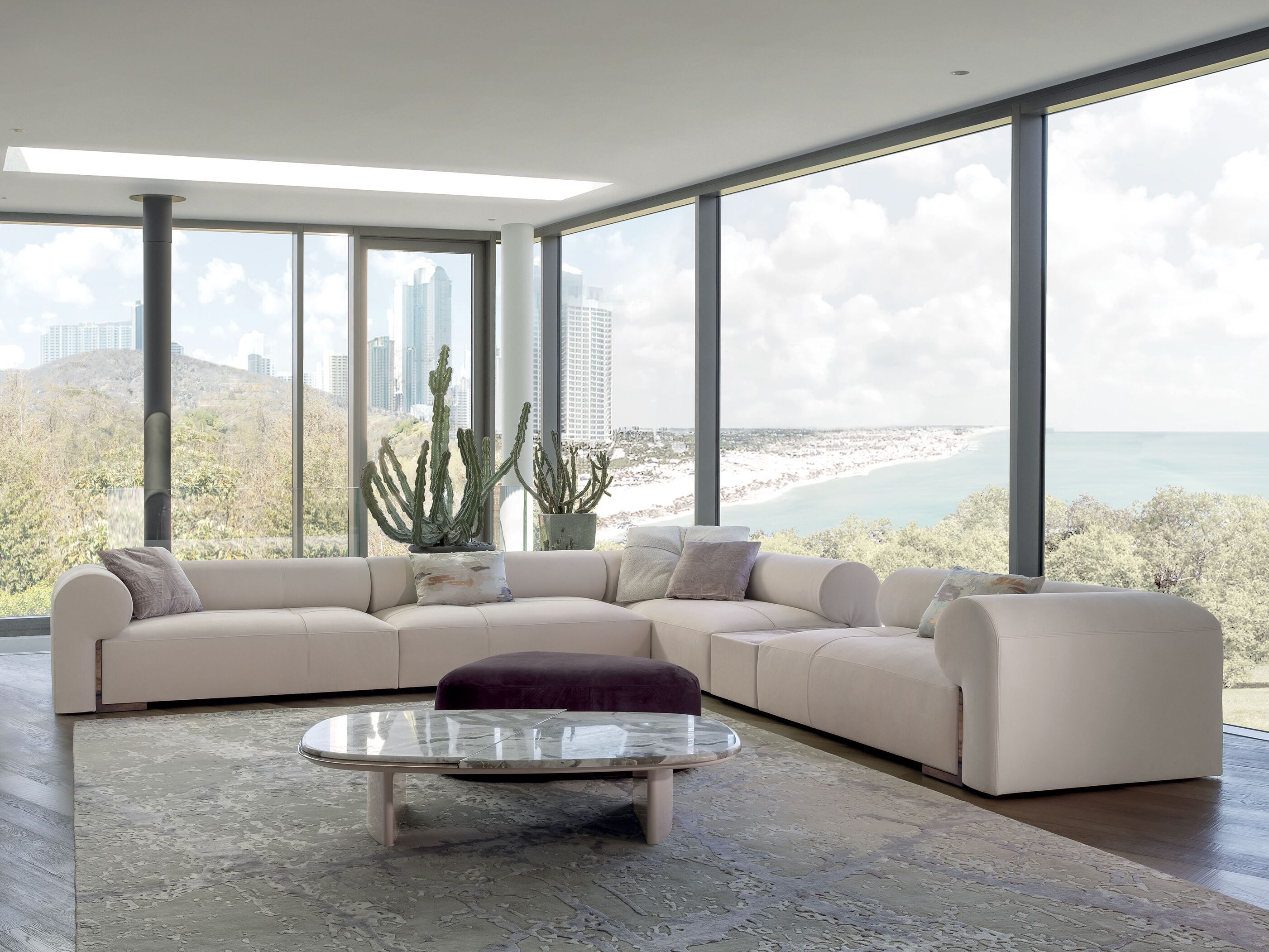 Секционный диван из ткани Longhi Blooming ARCH-00153284