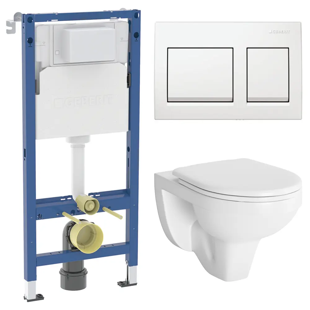 Комплект инсталляции Geberit Alpha с ободковым унитазом Damixa Jupiter клавиша Geberit Alpha белая STLM-2042021